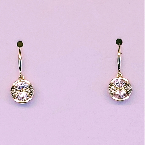 14K GOLD PLATED 925 SILVER AND WHITE TOPAZ DROP DANGLE EARRINGS